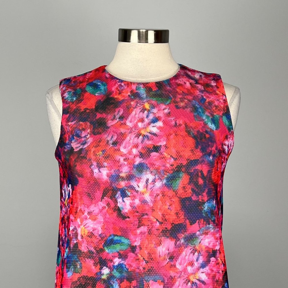 ASOS Maternity Sleeveless Shift Dress Pink Watercolor Floral Mesh size 6 - Picture 2 of 13